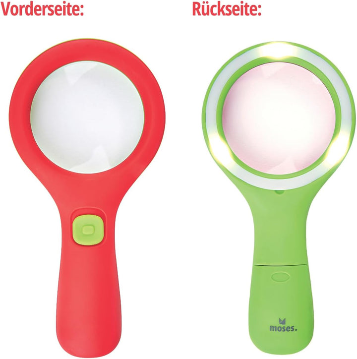 moses. Krabbelkäfer Lichtlupe, Lupe mit Licht für Kinder ab 3 Jahren, Mit 3 LEDs ['Rot'] klein, [&ap