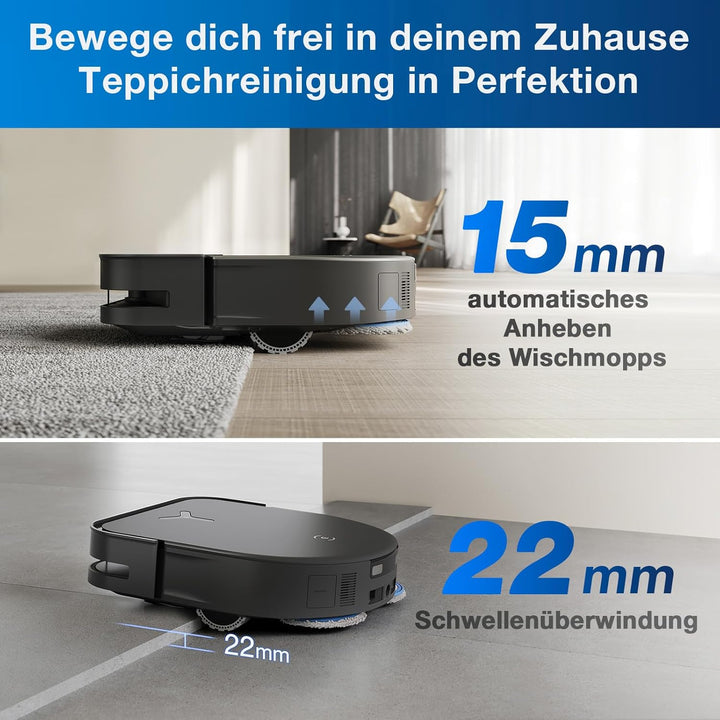 ECOVACS DEEBOT X5 Omni Saugroboter mit Wischfunktion, 12,800Pa Saugkraft, ZeroTangle Technologie, Tr