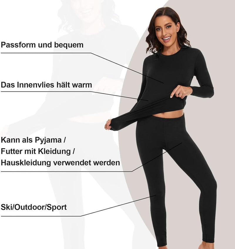 SIHOHAN Damen Thermounterwäsche Set, Winter Warme Unterwäsche mit Innenfleece, Ultraleicht Unterteil