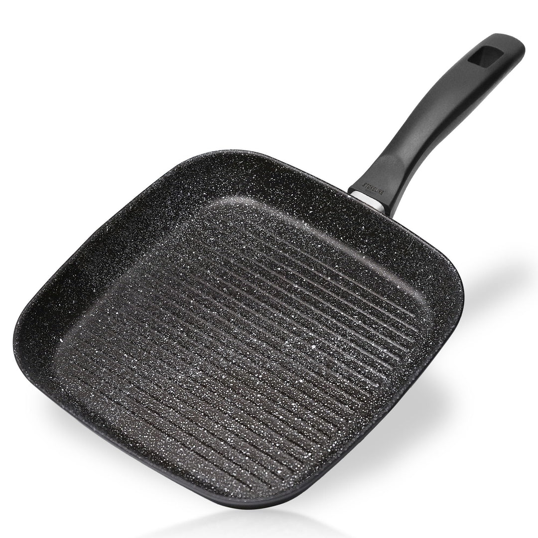 STONELINE Grillpfanne, 26 x 26 cm, Aluguss, Grillpfanne beschichtet mit echten Steinpartikeln, grau,