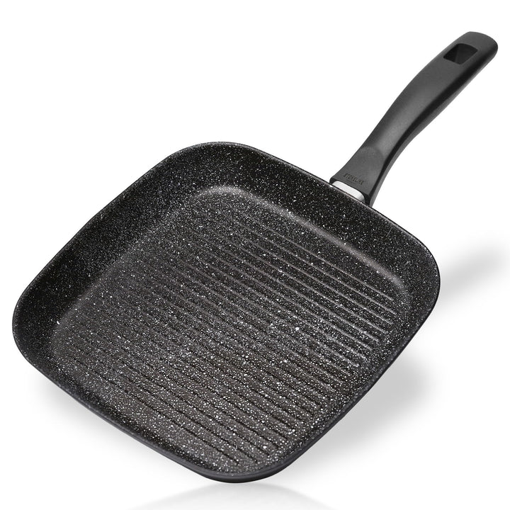 STONELINE Grillpfanne, 26 x 26 cm, Aluguss, Grillpfanne beschichtet mit echten Steinpartikeln, grau,