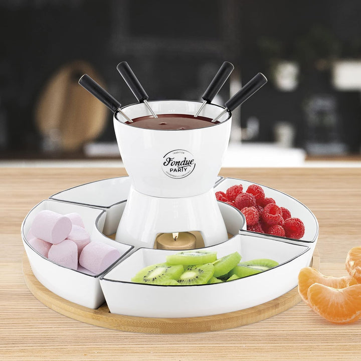 COOK CONCEPT KA4602 Fondue Set mit Halterung aus Bambus für 4 und P4 Küche, speziell für Herd, Planc