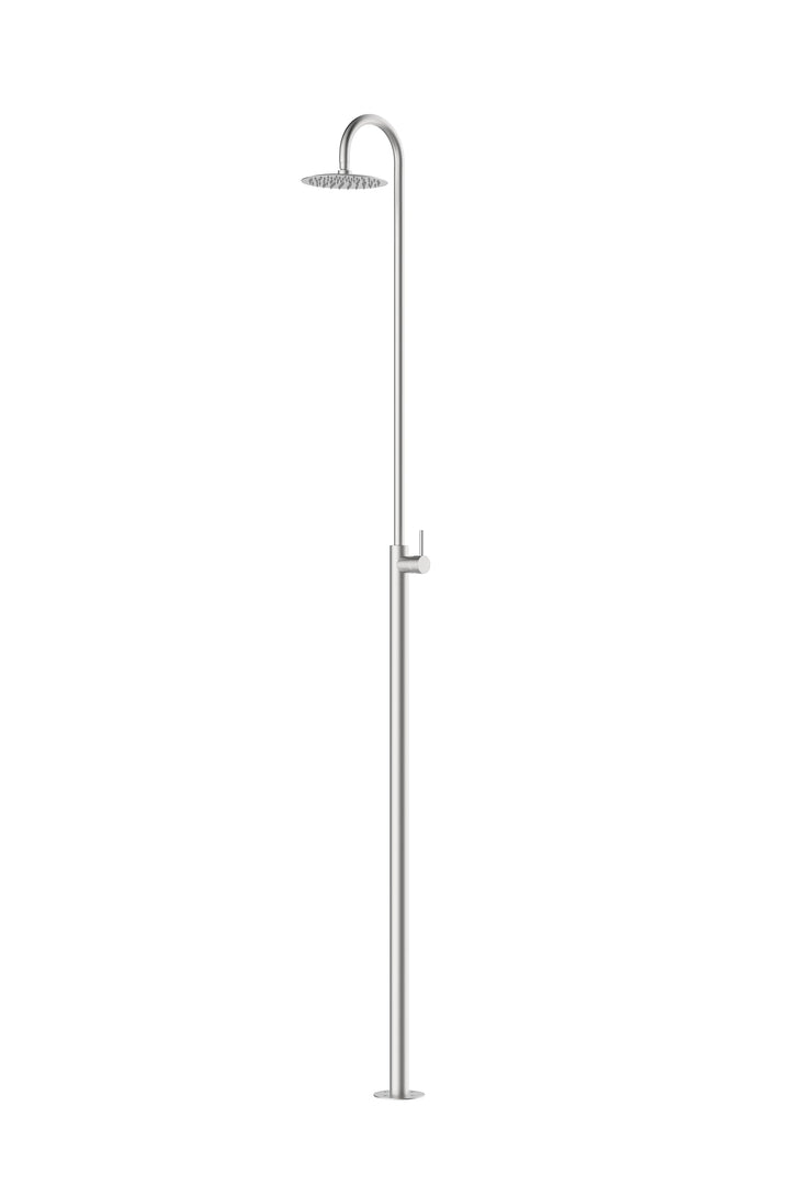 Gartendusche Classic SPRING 229 cm Edelstahl gebürstet Outdoor Dusche mit Regenduschkopf Ø20 cm Pool