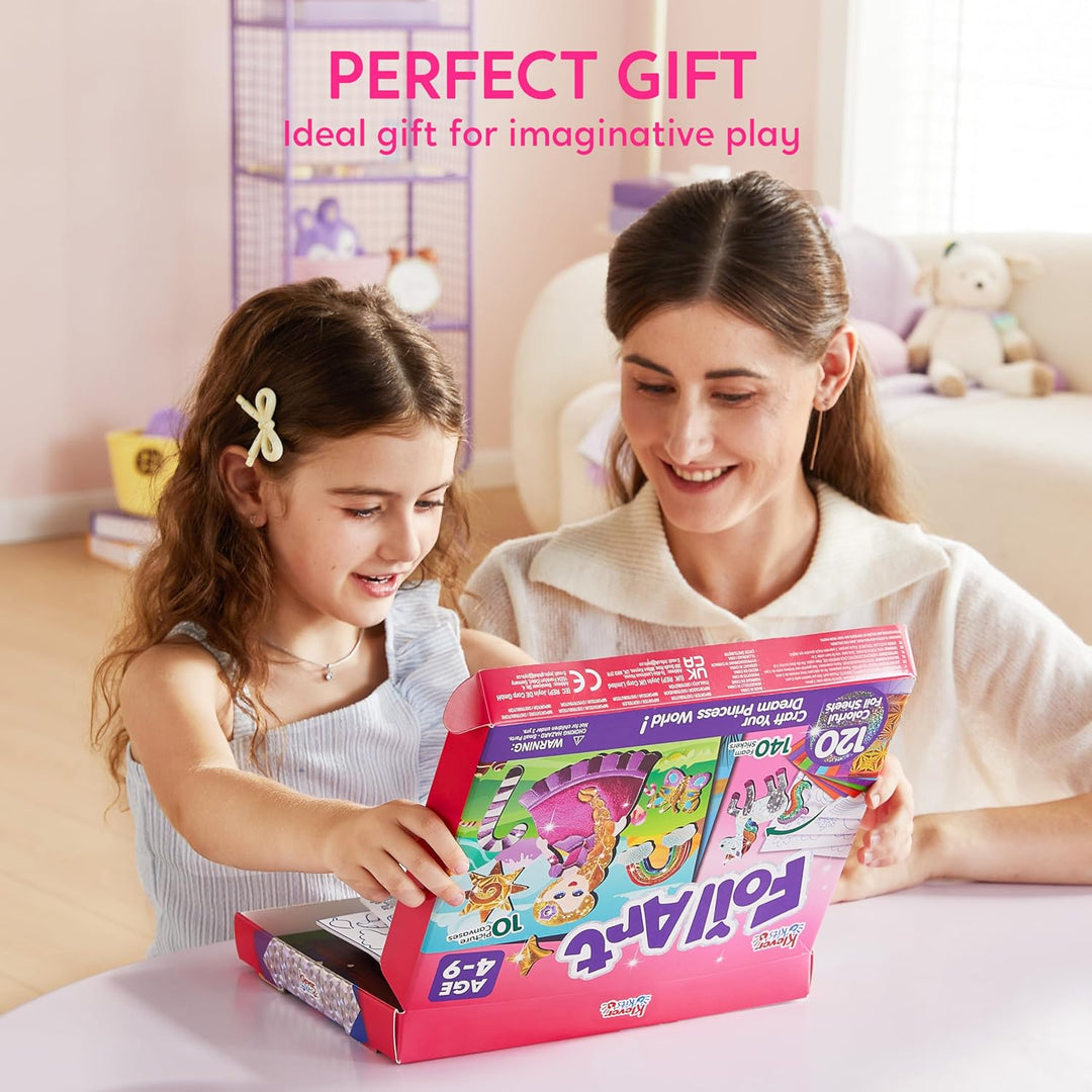 Klever Kits Prinzessinnen-Folienkunst-Set für Kinder – Bastelbedarf, sauberes Malen, Folien-Schaumst