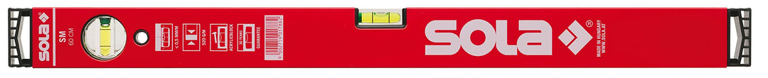 Sola SM RED Wasserwaage aus Aluminium, 40 cm, mit 2 Luftblasen, Rot Single, Single