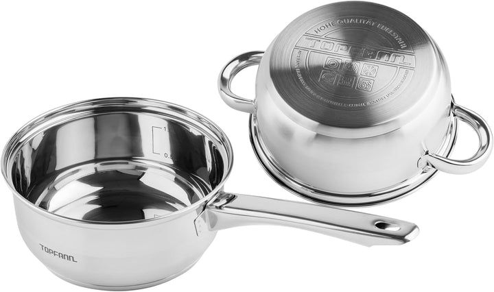 7 Teilig Edelstahl Induktion Topfset Topf Töpfe Kochtopf Glasdeckel Kochtopfset
