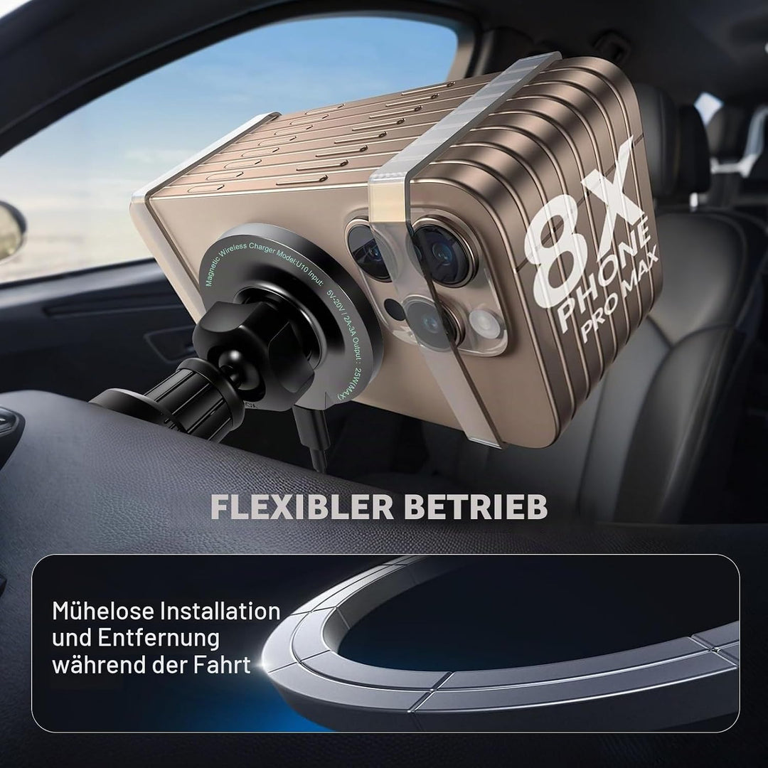 Qi2.2 Zertifizierte 25W Mag-Safe Autohalterung mit aktiver Kühlung – Magnetische Handyhalterung für