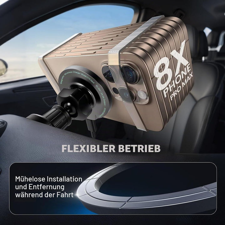Qi2.2 Zertifizierte 25W Mag-Safe Autohalterung mit aktiver Kühlung – Magnetische Handyhalterung für