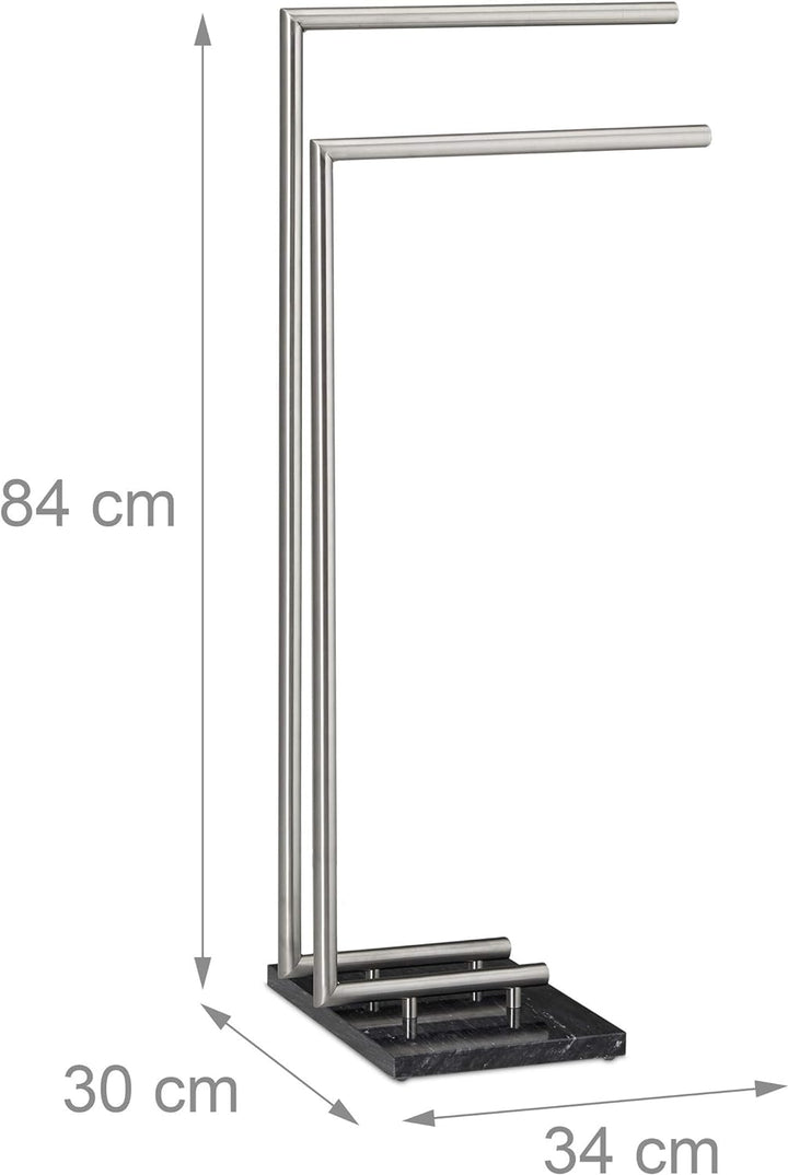 Relaxdays Handtuchhalter PIERRE, Handtuchstange freistehend, Handtuchständer Marmor, H x B x T: 84 x