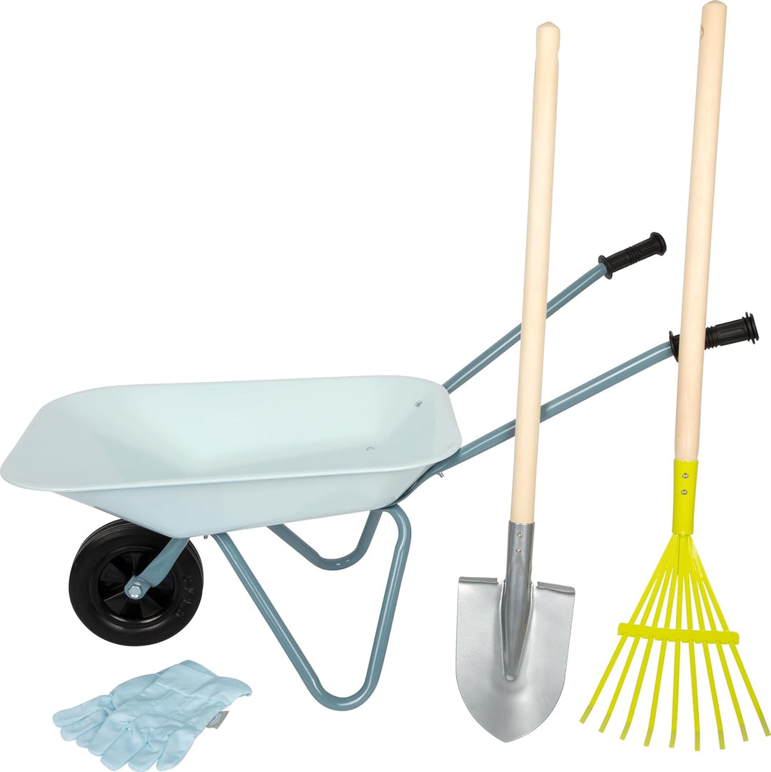 small Foot Gartenwerkzeug-Set mit Schubkarre, Garten- und Sandspielzeug mit kindgerechten Handschuhe