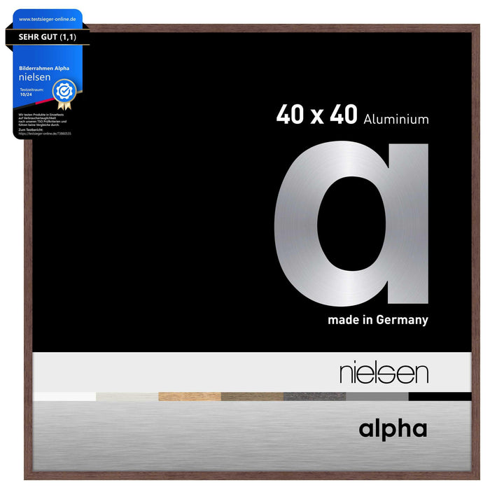 nielsen Aluminium Bilderrahmen Alpha, 40x40 cm, Wengé Hell Wengé Hell 40 x 40 cm, Wengé Hell 40 x 40