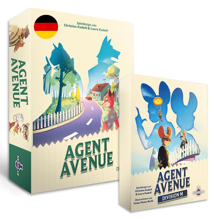Agent Avenue + Agent Avenue Division M – Brettspiel Bundle Set Komplettset mit Division M Erweiterun