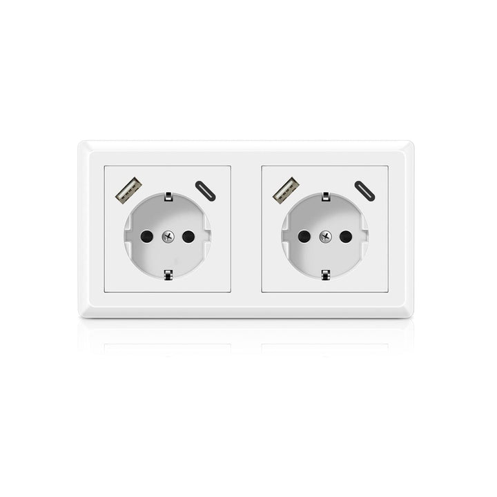 USB Steckdose, Kaifire Schuko Doppelsteckdose mit 2 USB Anschluss und 2 Typ C System 55 Schutzkontak