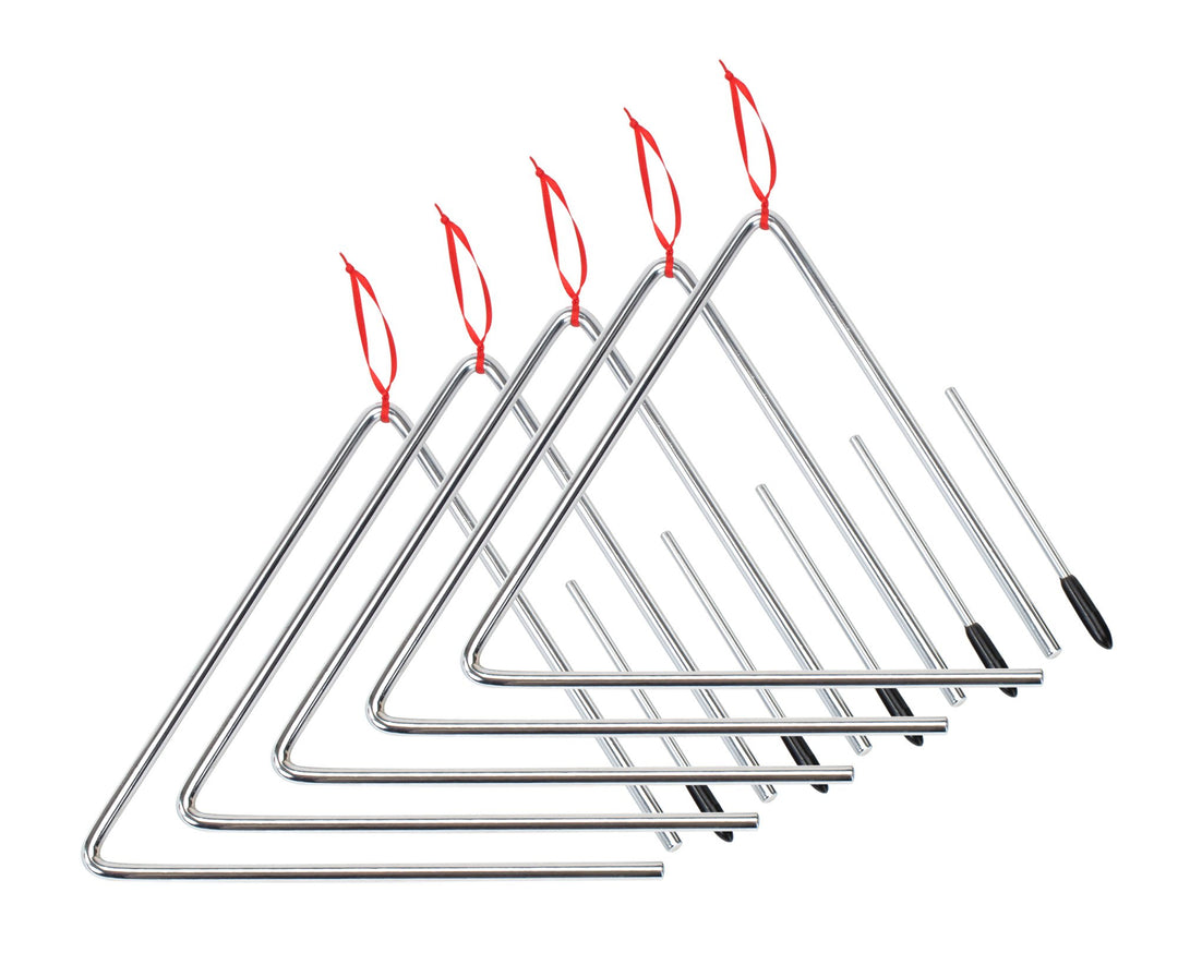 5x XDrum Triangel mit Schlägel - Triangle für Kinder und Musikalische Früherziehung - Schlaginstrume