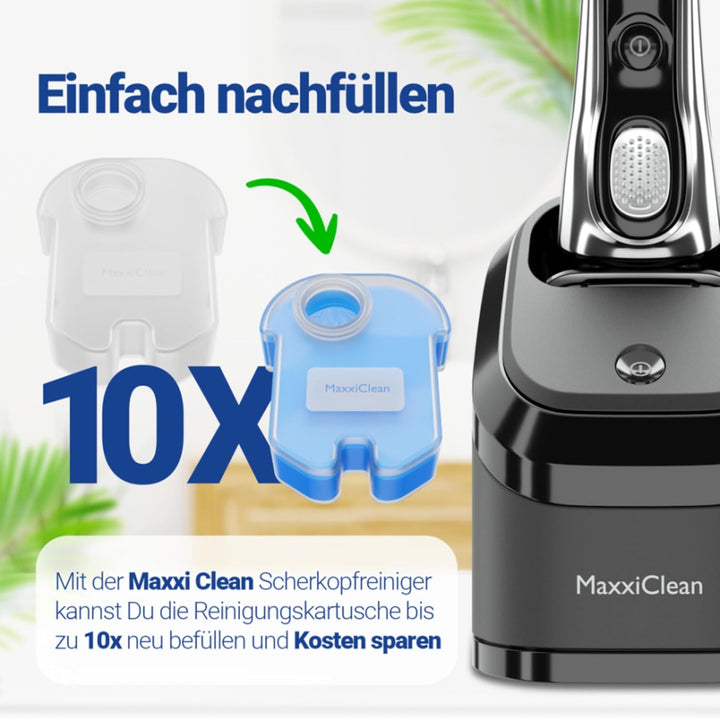 Maxxi Clean | 2x 750 ml Nachfüllflüssigkeit Scherkopfreiniger für Reinigungskartusche | Rasierer Rei