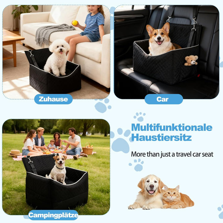 Hunde Autositz für Kleine Mittlere Hunde, Hundesitzerhöhung mit dickem Polster, Autositz Hund Rückba