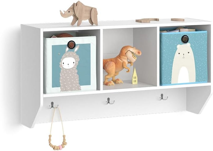 Vicco Wandregal für das Kinderzimmer Luigi, Weiss, 107 x 56 cm mit 2 Faltboxen Opt.2 Regal 107x56 cm