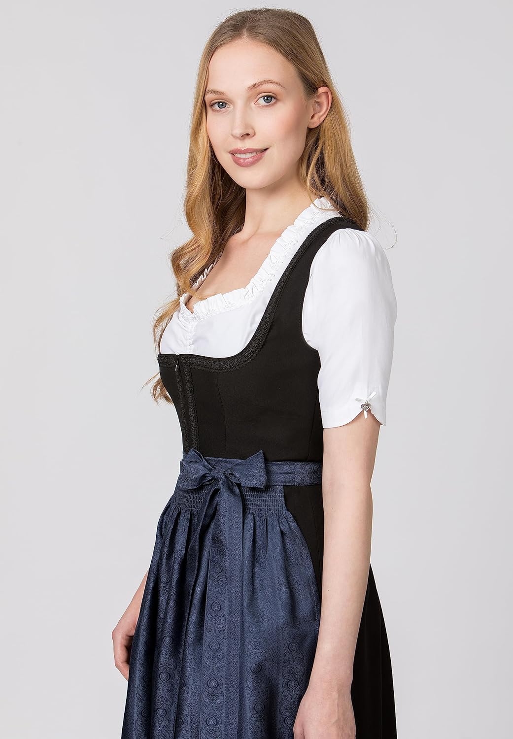 Stockerpoint Corinna Damen Midi Dirndlschürze 40-44 Blau, 40-44 Blau