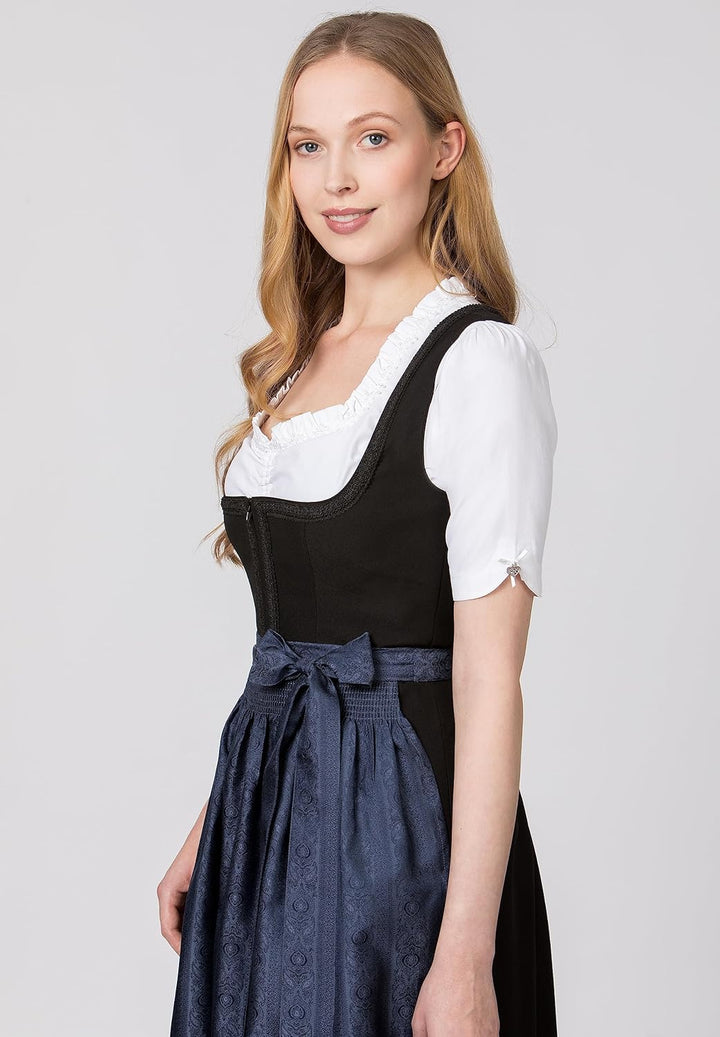 Stockerpoint Corinna Damen Midi Dirndlschürze 40-44 Blau, 40-44 Blau