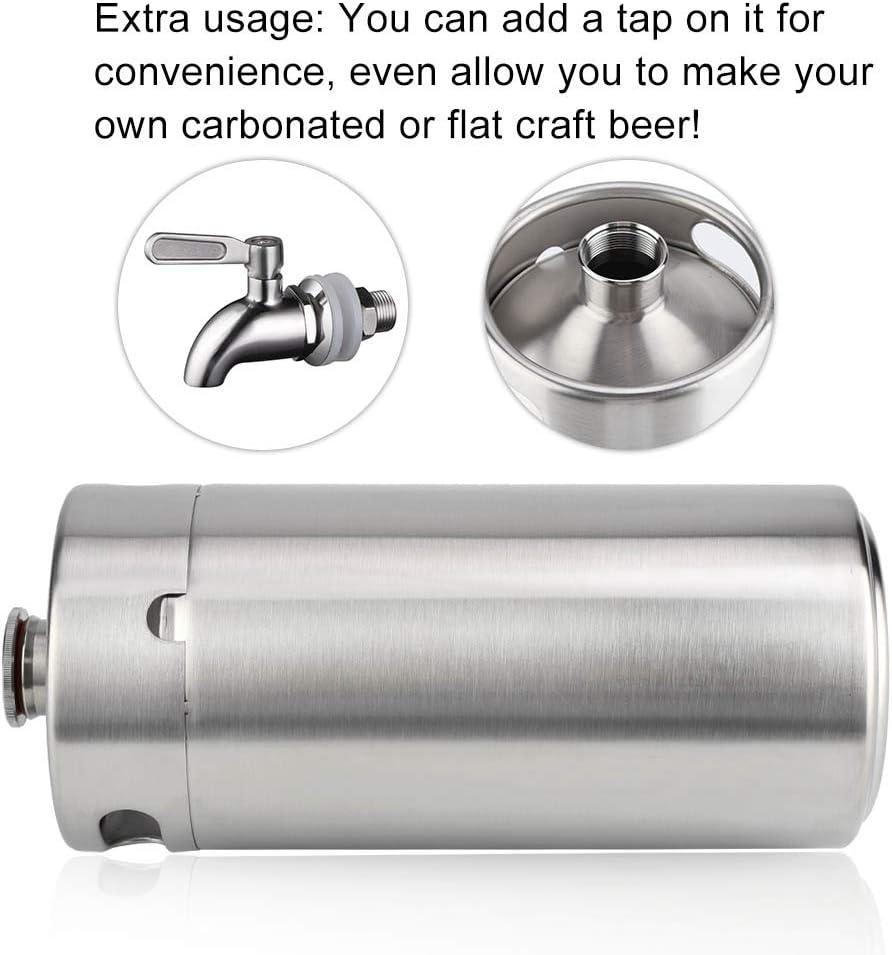 Mini-Bierfass aus Edelstahl, 4 l, mit Spiraldeckel, tragbares Bierfass für Zuhause, Hotel-Zubehör