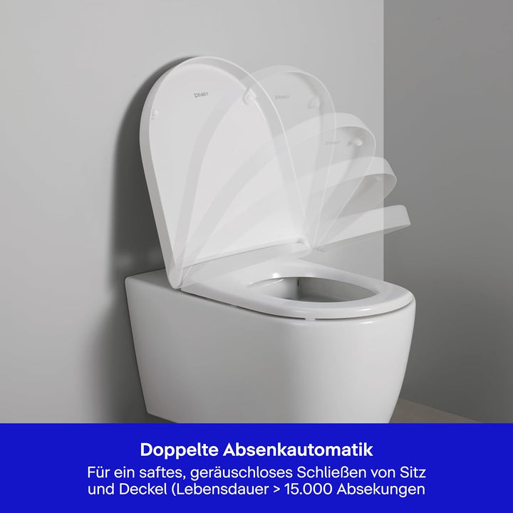 Duravit WC-Sitz Univavo, WC-Sitz D-shaped, Klobrille mit doppelter Absenkautomatik, Toilettendeckel