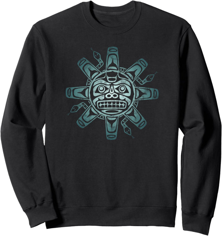 Sonne Haida Symbol Schlangen Kunst Indianer Nord Amerika Sweatshirt