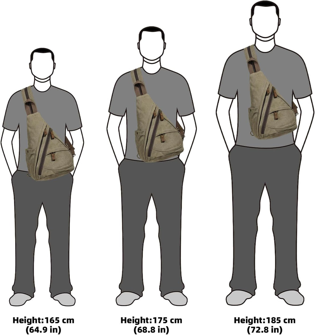 KL928 Canvas Sling Bag Rucksack Damen und Herren – Schulterrucksack Umhängetasche Crossbag Verstellb