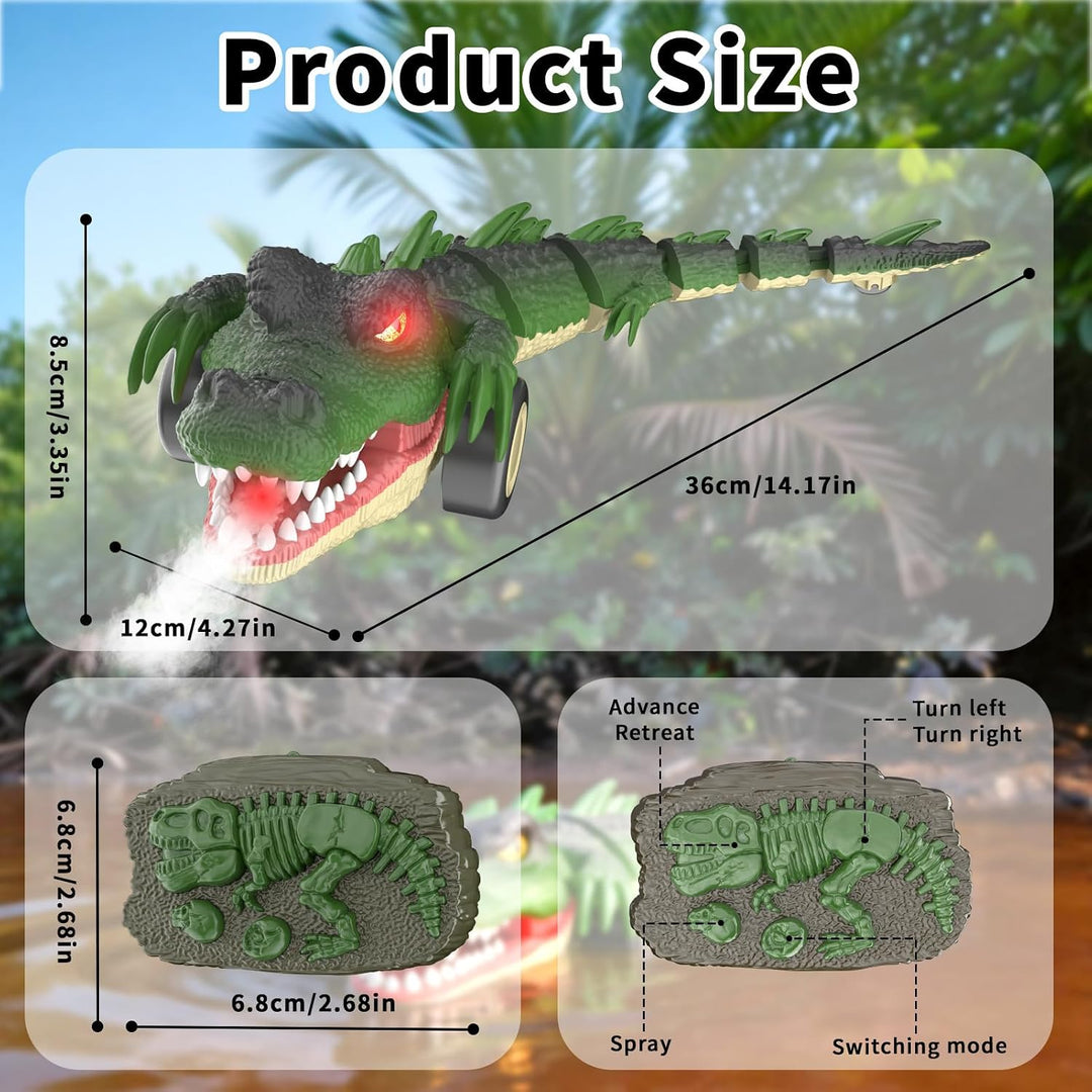 2,4G RC Krokodil Auto Spielzeug für Kinder, Ferngesteuertes Alligator Spielzeug mit Rollen Drehungen