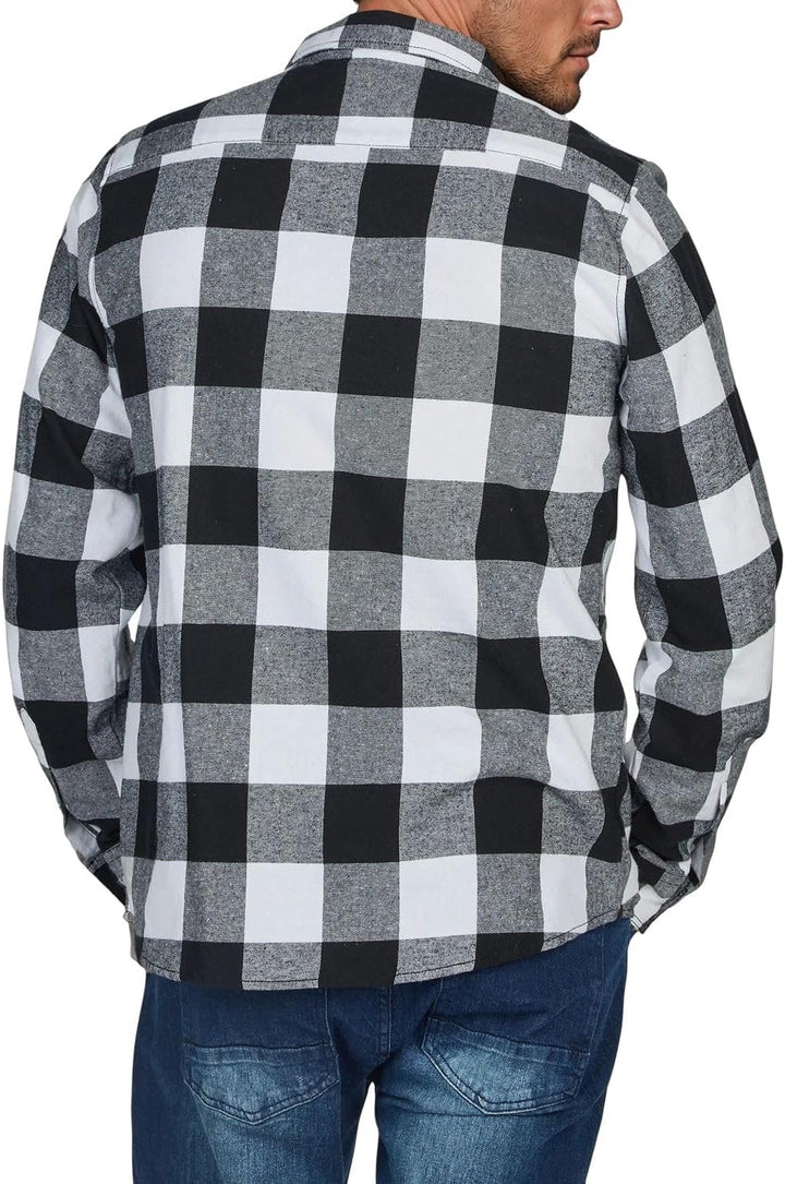 riverso Flanellhemd Herren Langarm Kariert Regular Fit RIVArne Hemd Holzfällerhemd Karohemd 100% Bau