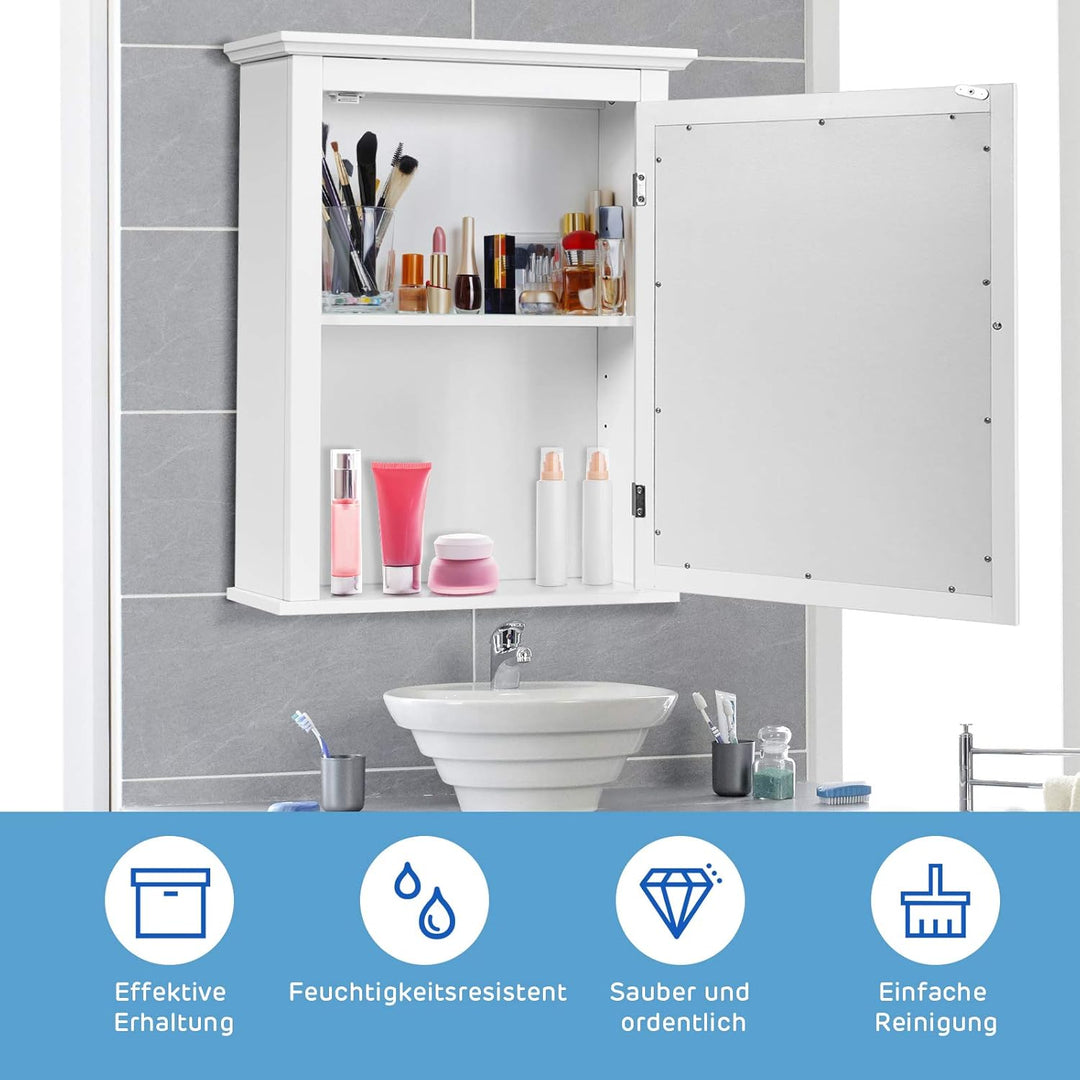 GOPLUS Spiegelschrank Badezimmer, Badezimmerspiegel Badspiegel mit Tür, Wandschrank Hängeschrank mit
