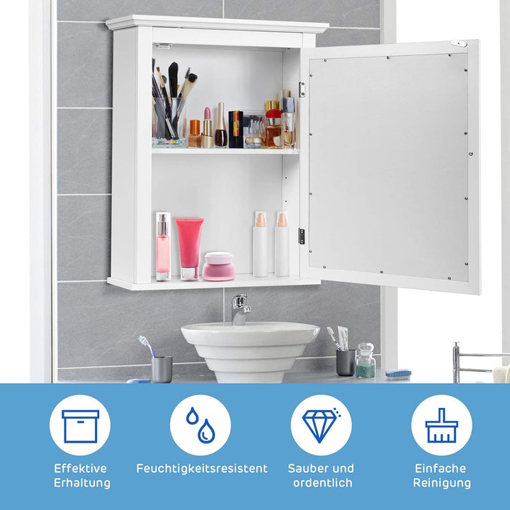 GOPLUS Spiegelschrank Badezimmer, Badezimmerspiegel Badspiegel mit Tür, Wandschrank Hängeschrank mit