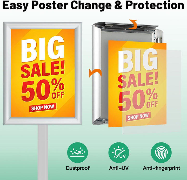 Stabiler Plakatständer, Menüständer, Höhenverstellbarer Displayständer mit schwerem Gusseisenfuss fü