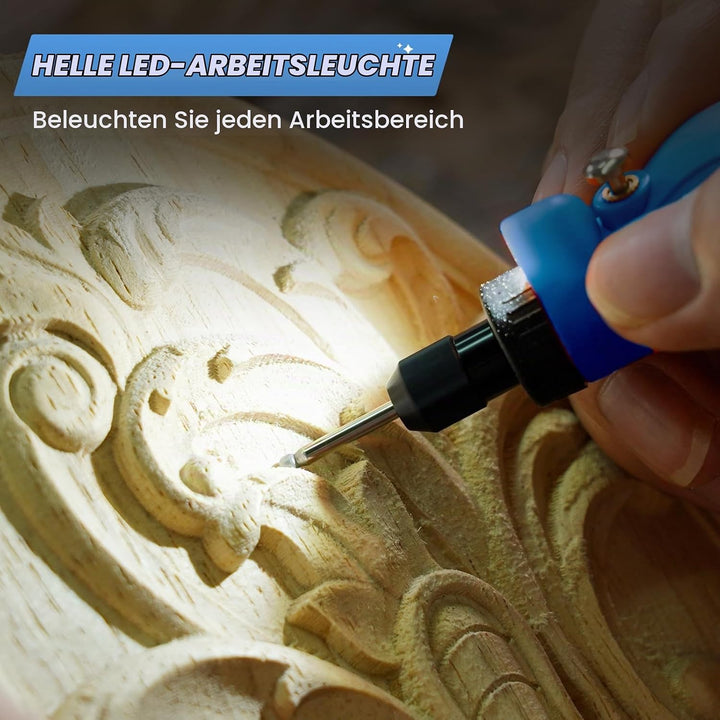 HARDELL Mini Akku Rotationswerkzeug mit LED, 5 Geschwindigkeiten (5000-18000 U/min), 3,7V Multifunkt
