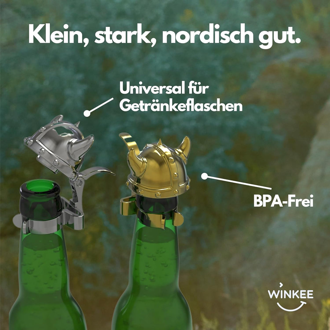 Winkee - Wikinger Bierflaschenverschluss Helm 4er Set I Flaschenverschlüsse I Lustige Helm-Flaschend