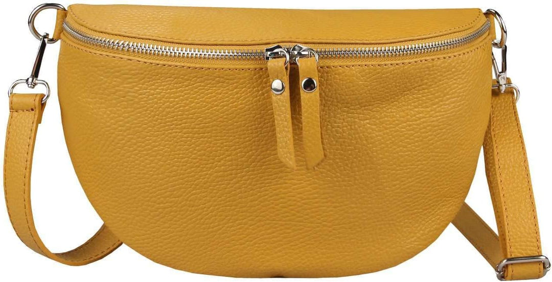 OBC Made in Italy Damen Leder Tasche Medium Handytasche Gürteltasche Crossbody Hüfttasche Bauchtasch