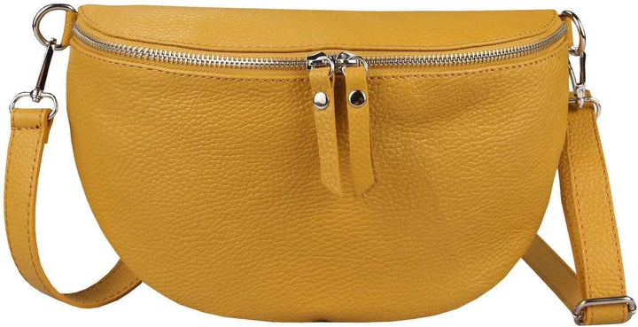 OBC Made in Italy Damen Leder Tasche Medium Handytasche Gürteltasche Crossbody Hüfttasche Bauchtasch