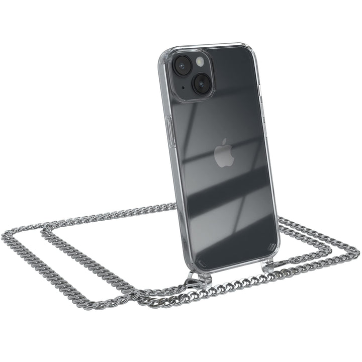 EAZY CASE Handykette kompatibel mit iPhone 14 Handyhülle mit Metall Umhängeband und Ersatz Kordel sc