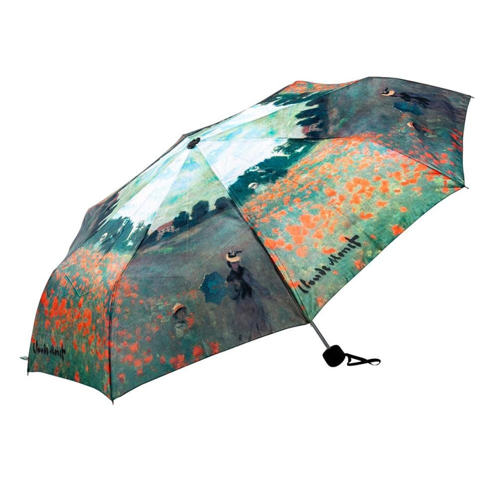 LUCKYWEATHER Regenschirm Taschenschirm Mini Damen Motiv Monet Mohnblumenfeld I Taschenschirme klein