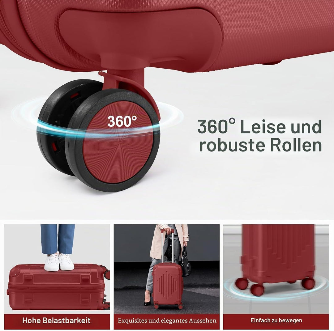 LEADZM Kofferset 3 teilig, Reisekoffer Set mit Eckenschutz, Koffer Set Hartschalen-Trolley aus ABS m