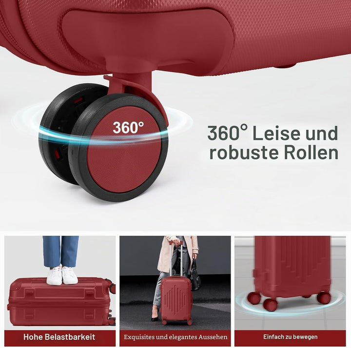 LEADZM Kofferset 3 teilig, Reisekoffer Set mit Eckenschutz, Koffer Set Hartschalen-Trolley aus ABS m
