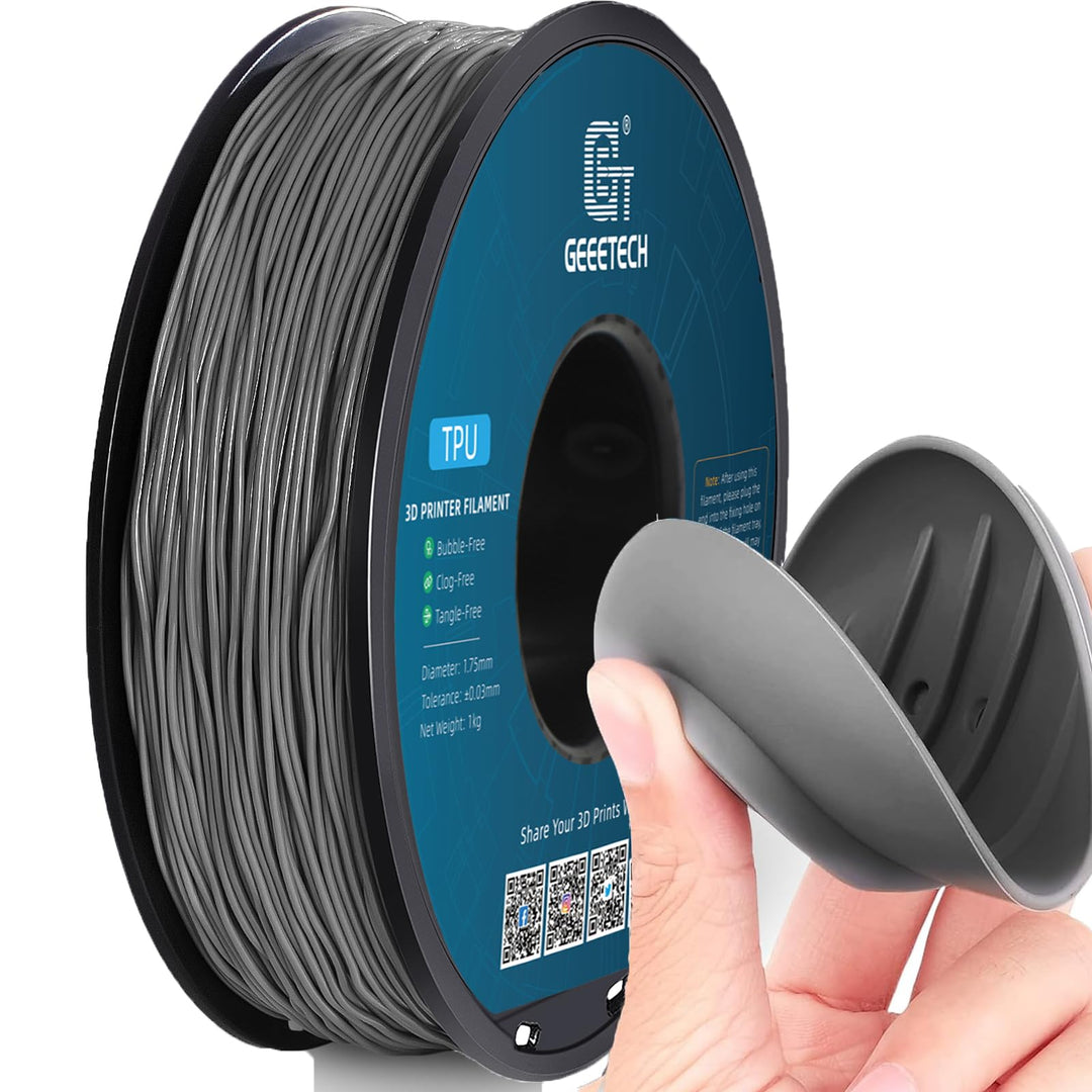 GEEETECH TPU Filament 1,75 mm +/- 0,02 mm für 3D Drucker, 1KG 1 Spool Grau Grau-1KG, Grau-1KG