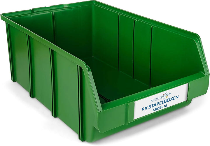 HMH 9x Stapelboxen Grösse XL Werkstatt Garage Keller Sichtlagerboxen 489x304x185mm Lagerboxen GRÜN S