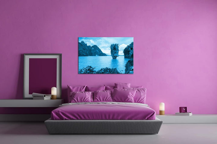 deyoli exotische Inseln in Thailand Format: 80x60 Effekt: Monocrome Blau als Leinwand, Motiv fertig