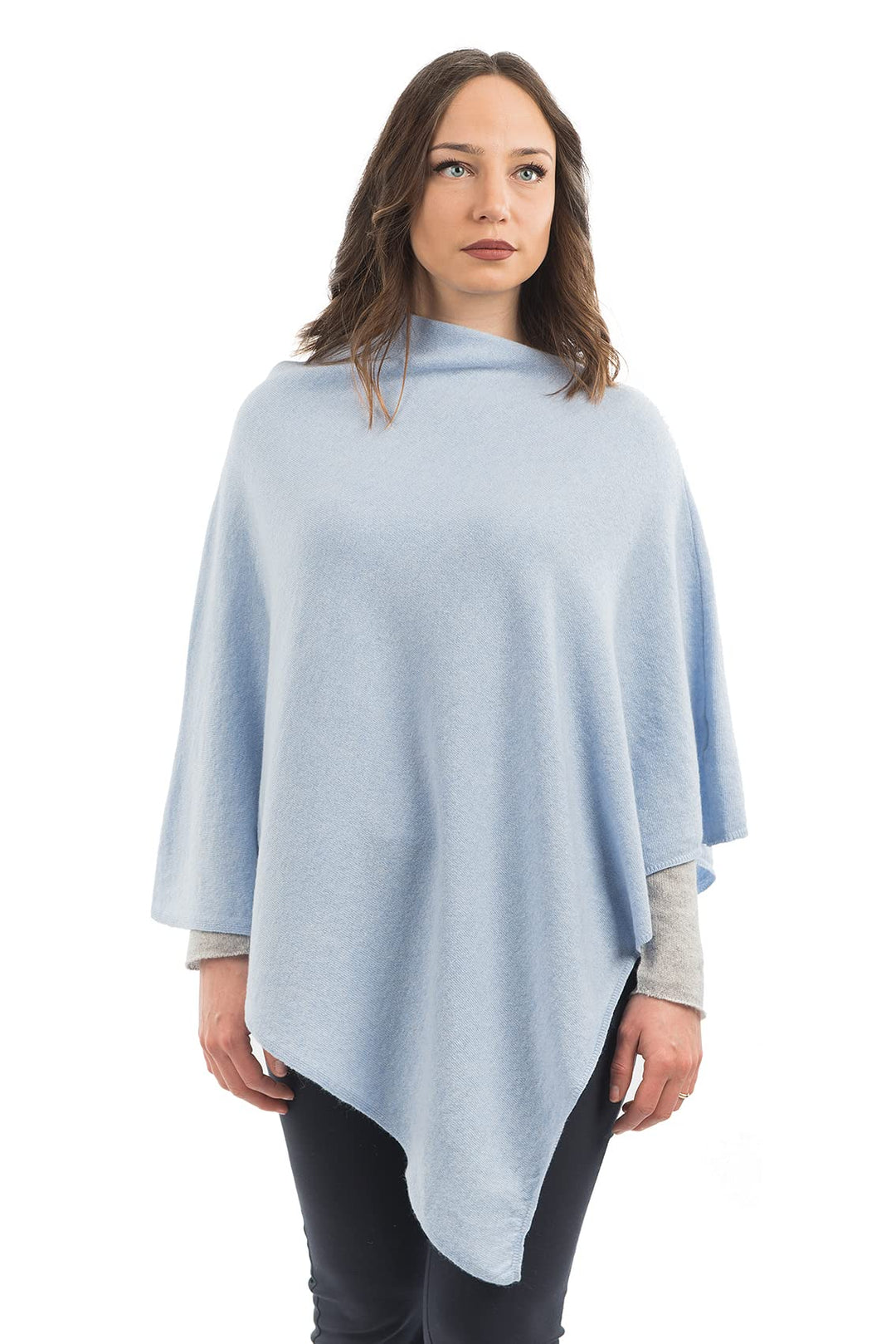 Dalle Piane Cashmere - Poncho aus Kaschmir-Gemisch - Made in Italy - Damen Einheitsgrösse Himmel, Ei