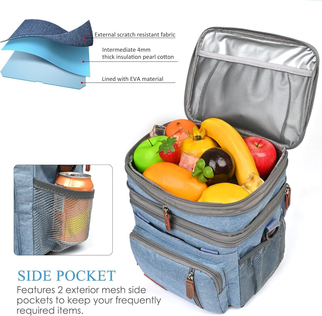 MIYCOO Kühltasche Lunchtasche für Männer und Frauen - Doppeldecker Lunchtasche, Mittagessen Tasche -