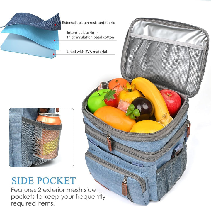 MIYCOO Kühltasche Lunchtasche für Männer und Frauen - Doppeldecker Lunchtasche, Mittagessen Tasche -
