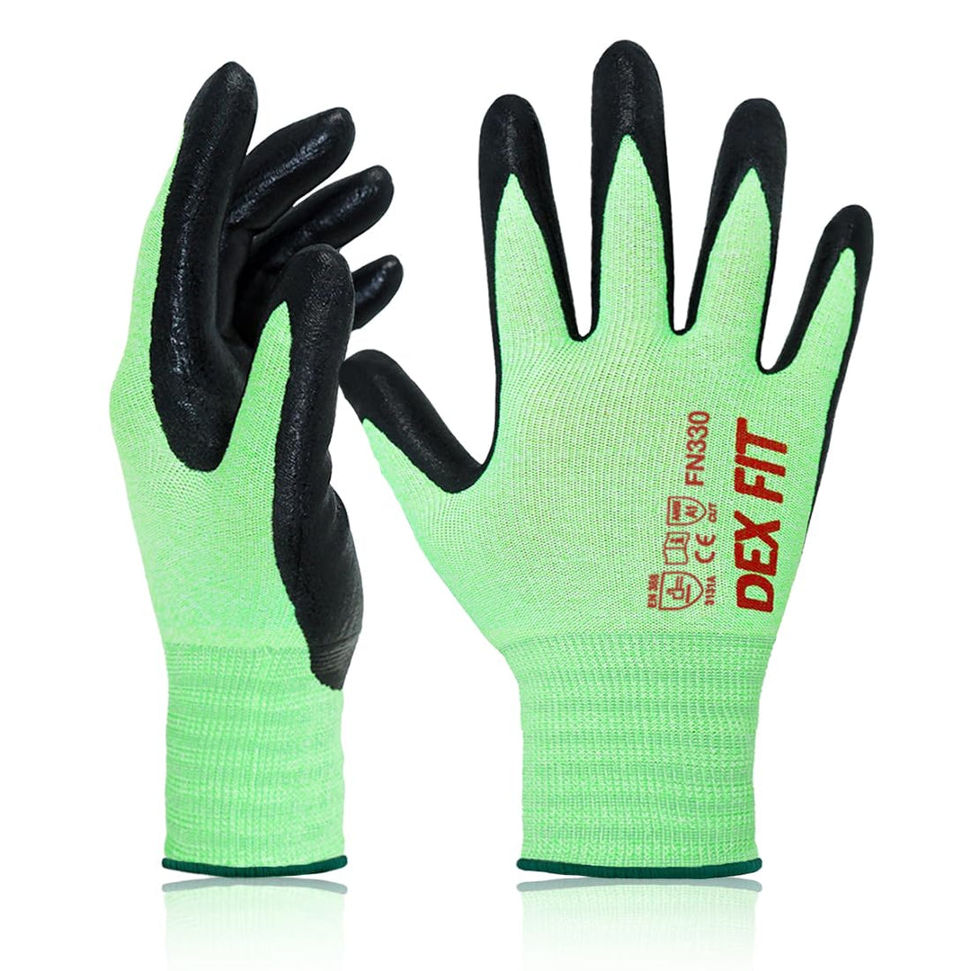 DEX FIT Nitrilschaum Arbeitshandschuhe FN330 – 3D-Komfort, Dehnbare Passform, Fester Griff, Dünn und