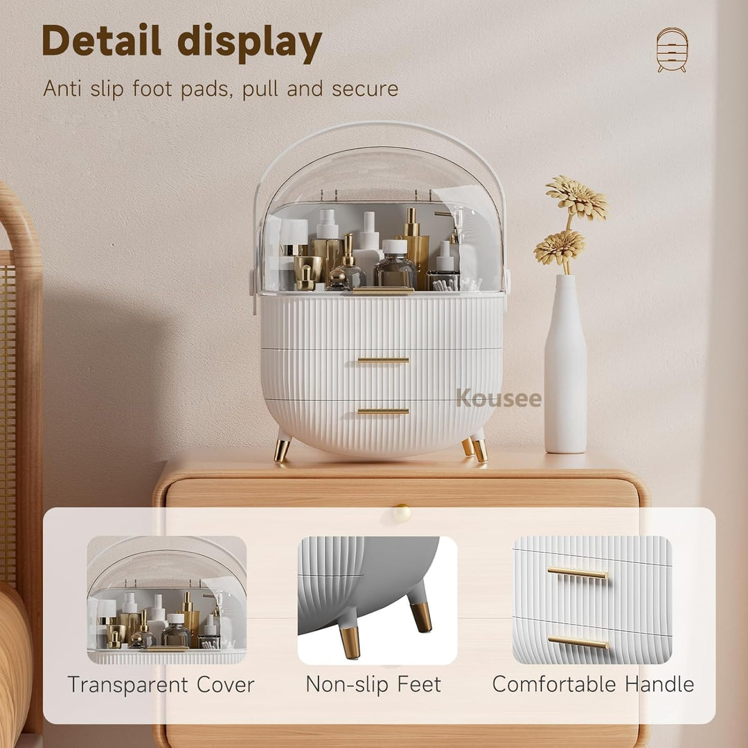 Kousee Make-up-Organizer und Aufbewahrung, tragbar, wasserdicht, staubdicht, Organizer mit Deckel, K