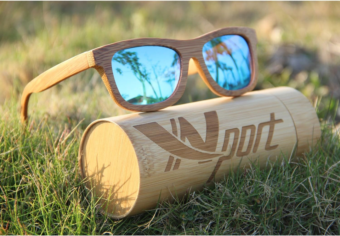 Ynport Bambus-Sonnenbrille für Herren/Damen, klassisches Design, mit Holz beschichtet, Vintage-Stil,