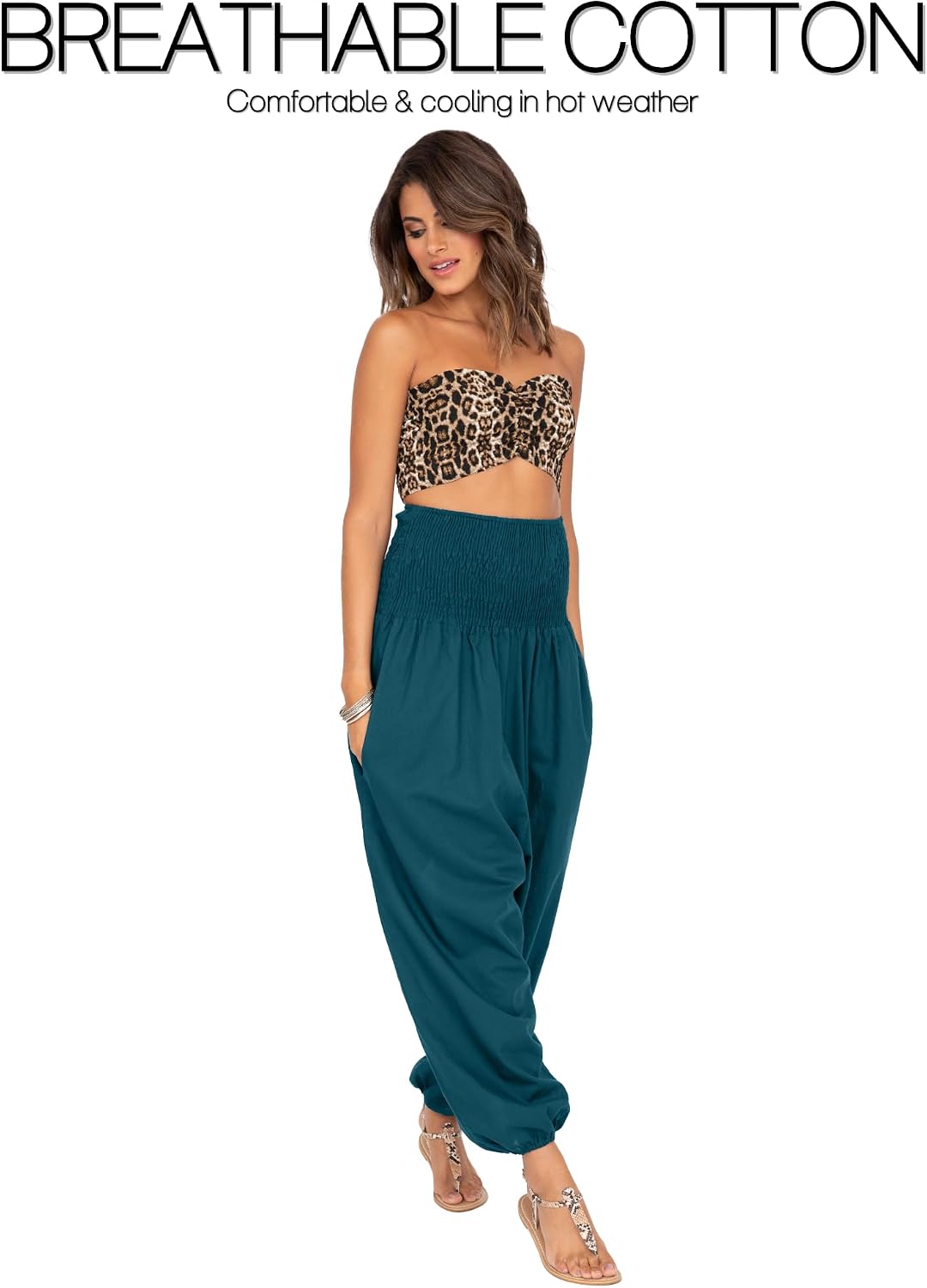 likemary extraweite Haremshose Damen, Einteiler aus Baumwolle - 2-in-1 Jumpsuit – Pumphose, optional